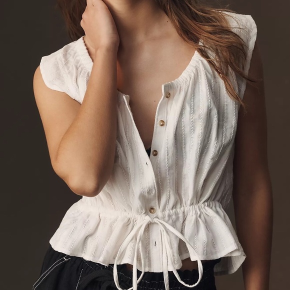 Anthropologie Tops - Anthropologie Top Blouse Tie-Waist Pilcro XL NEW